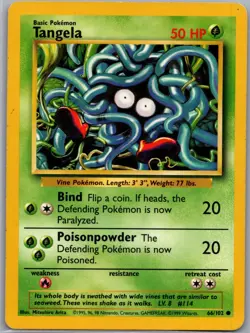 Tangela 66/102 Non Holo Base Set - Pokemon Card - LP - Image 1