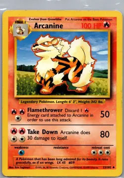Arcanine 23/102 Non Holo Base Set - Pokemon Card - LP - Image 1