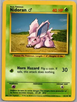 Nidoran 55/102 Non Holo Base Set - Pokemon Card - LP - Image 1