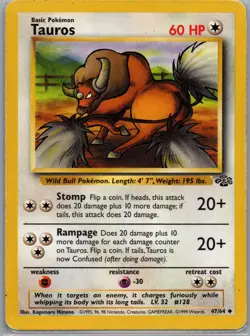 Tauros 47/64 Non Holo Jungle - Pokemon Card - LP - Image 1