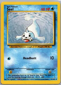 Seel 41/102 Non Holo Base Set - Pokemon Card - LP - Image 1
