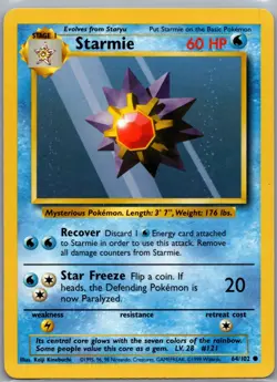Starmie 64/102 Non Holo Base Set - Pokemon Card - LP - Image 1