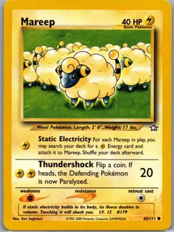 Mareep 65/111 Non Holo Neo Genesis - Pokemon Card - LP - Image 1
