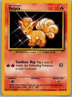 Vulpix 68/102 Non Holo Base Set - Pokemon Card - LP - Image 1