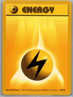 Lightning Energy 100/102 Non Holo Base Set - Pokemon Card - LP - Image 1