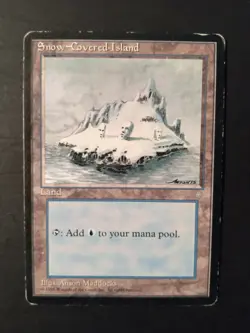 MTG Snow-Covered Island Ice Age Magic the Gathering HP - Image 1