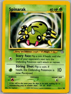 Spinarak 075/111 Non Holo Neo Genesis - Pokemon Card - LP - Image 1