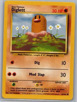 Diglett 47/102 Non Holo Base Set - Pokemon Card - LP - Image 1
