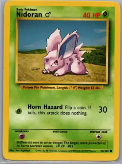 Nidoran 55/102 Non Holo Base Set - Pokemon Card - LP - Image 1