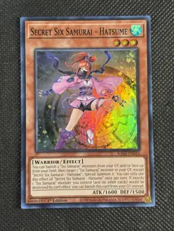 YuGiOh! Secret Six Samurai - Hatsume RA03-EN016 Super Rare 1st Edition Near Mint - Image 1