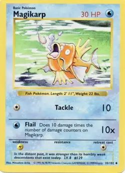 Pokemon Card Magikarp Shadowless Base Set Uncommon 35/102 Light Play - Image 1