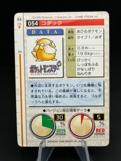 Pokemon Carddass Card Psyduck No.054 Bandai Pocket Monsters Green ver. 1996 - Image 2
