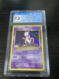 Pokemon Mewtwo Holo Card CGC 7.5 2016 XY Evolutions Prerelease Staff - Image 1