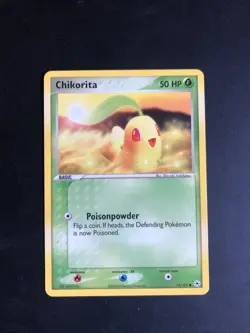 Pokemon EX Hidden Legends Chikorita 55/101 Common Card 2004 LP/NM - Image 1