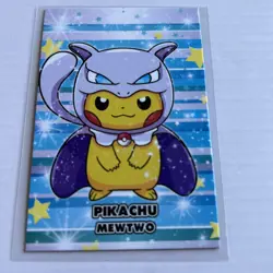 Pikachu Poncho Mewtwo Pokemon Card - Image 1