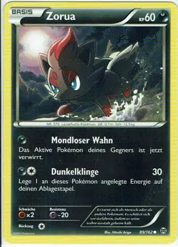 Pokemon Karte Trading Card Game XY Turbostart Nr. 89/162 Zorua deutsch - Image 1