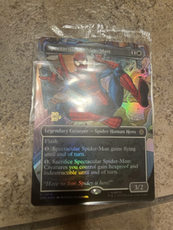 Prerelease MTG SPECTACULAR SPIDER-MAN 0014 Very Rare STAMPED PROMO FULL ART FOIL - Image 1