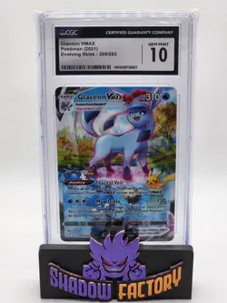 CGC Gem Mint 10 Pokemon Glaceon VMAX Alt Art SWSH Evolving Skies 209/203 (PSA) - Image 1
