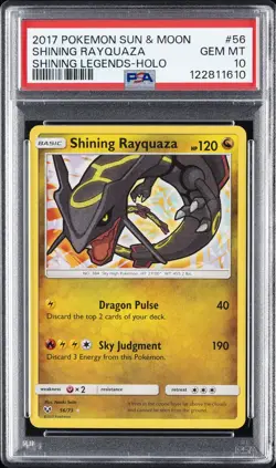 2017 POKEMON SUN & MOON SHINING LEGENDS #56 SHINING RAYQUAZA-HOLO PSA 10 - Image 1