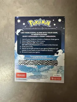 Pokemon Scarlet And Violet Serial Codes Shiny Koraidon or Miraidon UNSCRATCHED! - Image 1