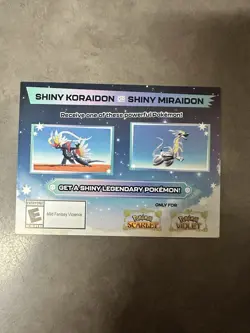 Pokemon Scarlet And Violet Serial Codes Shiny Koraidon or Miraidon UNSCRATCHED! - Image 2