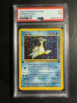 Pokemon TCG Lapras Fossil First Edition PSA 7 Near Mint Holo - Image 1