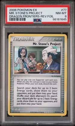 Pokemon Reverse Holo Mr. Stone's Project 77/101 PSA 8 NM-MT ex Dragon Frontiers - Image 3