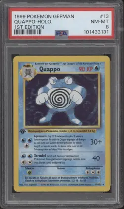 Poliwrath Pokemon Base Set Holo 1st Edition German #13 PSA 8 - Image 1