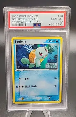 PSA 10 Gem Mint Pokemon Squirtle #63 Reverse Holo foil EX Crystal Guardians - Image 1