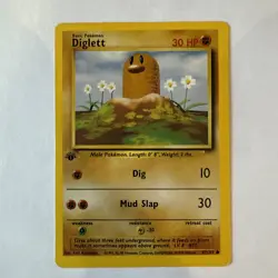 Diglett 1st Edition Shadowless Pokemon Card 47/102 1999 - Image 2