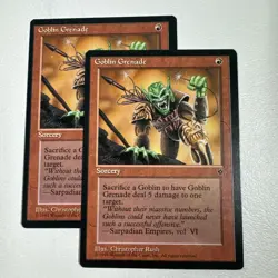 X2 Goblin Grenade - #56c LP Fallen Empires Christopher Rush MTG - Image 1
