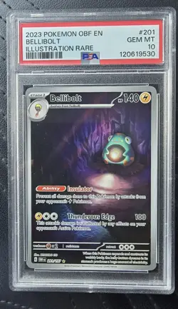 PSA 10 Bellibolt 201/197 Illustration Rare Pokemon Obsidian Flames - Image 1