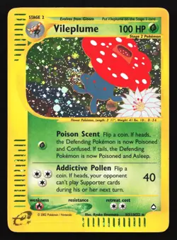 Pokemon Vileplume H31 WotC Aquapolis Holo Rare MP - SWIRL - Image 1