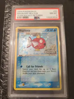 2004 Pokemon EX Magikarp 65 Team Rocket Returns Stamped Reverse Holo PSA 8 - Image 1