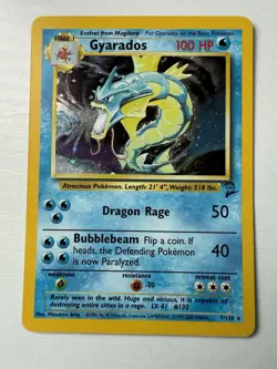 Pokemon GYARADOS Base Set 2 HOLO RARE Card 7/130 WOTC 2nd Edition LP - Image 1