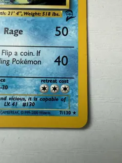 Pokemon GYARADOS Base Set 2 HOLO RARE Card 7/130 WOTC 2nd Edition LP - Image 4