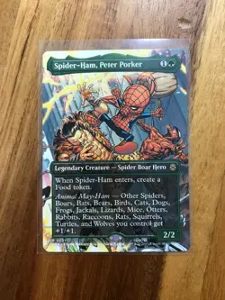 Spider-Ham, Peter Porker #201 BORDERLESS SCENE NM/M MTG Spiderman Magic Card - Image 1