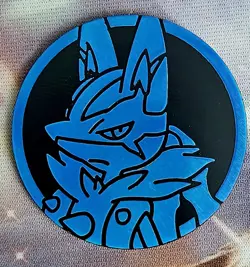 Pokemon Trading Card Game Lucario Mega Evolution Blue Coin Near Mint - Image 1