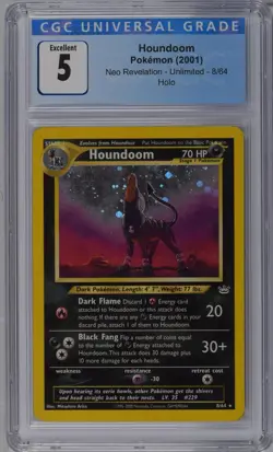 2001 POKEMON NEO REVELATION HOLO #8 HOUNDOOM CGC 5 - Image 1