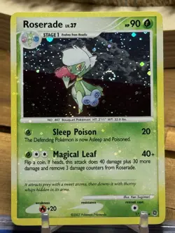 Pokemon ROSERADE 17/132 Holo Rare Secret Wonders LP+ Error HOLO BLEED + SWIRL 🔥 - Image 1