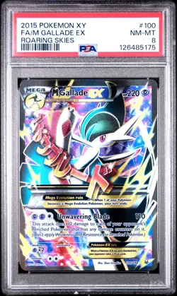 2015 POKEMON XY ROARING SKIES 100 FULL ART MEGA GALLADE EX NM-MT PSA 8 - Image 1