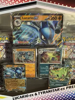 Pokemon Prismatic Evolutions Lucario ex & Tyranitar ex Premium Collection - Image 4