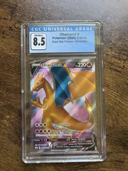 2020 Pokemon FRENCH Black Star Promo Charizard V FA SWSH050 CGC 8.5 - Image 1