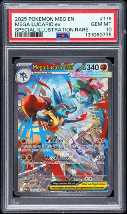 POKEMON MEGA EVOLUTION 179 MEGA LUCARIO EX SPECIAL ILLUSTRATION RARE PSA 10 ENG - Image 1