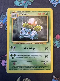 Shadowless Ivysaur 30/102 Uncommon Base Set Pokemon Card - MP - Image 1