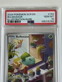Pokemon TCG Bulbasaur Stellar Crown Illustration Rare Card 143/142 PSA 10 - Image 2