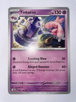 Pokemon 2023 Scarlet & Violet Paradox Rift Tinkaton Card 85/182 Base Set - Image 1