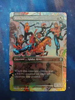 NM Borderless Foil Web-Warriors, MTG, Marvel's Spider-Man, Magic, 203 - Image 1