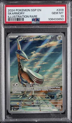 2024 POKEMON SSP EN-SURGING SPARKS ILLUSTRATION RARE #209 SKARMORY PSA 10 - Image 1