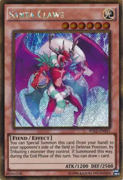 Yugioh! LP Santa Claws - PGL2-EN021 - Gold Secret Rare - Unlimited Edition Light - Image 1